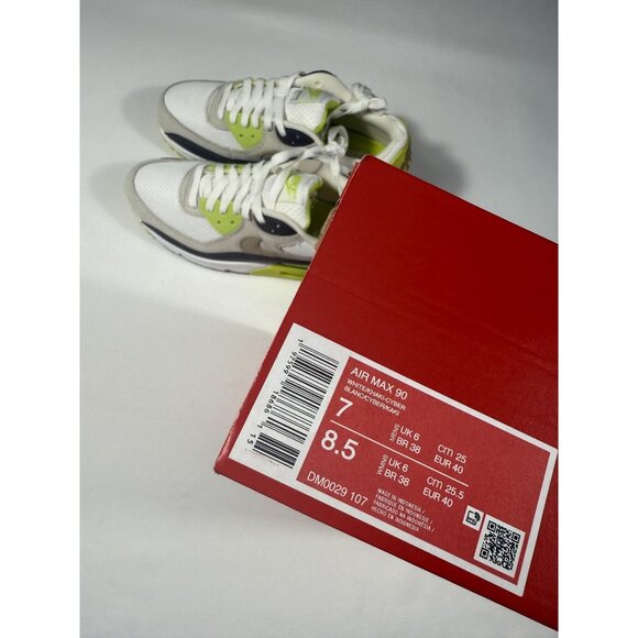 New Nike Air Max 90 Shoes Mens Size 7 White Khaki Cyber Volt Sneakers DM0029-107 - Picture 11 of 11
